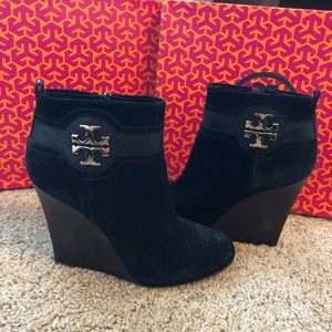 Tory Burch Black Suede “Alaina” Booties